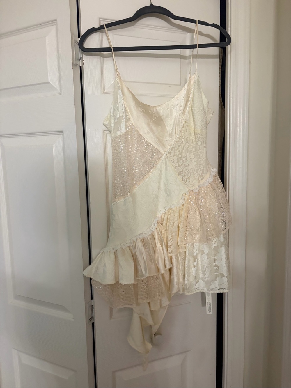 For Love And Lemons Cream Patchwork Lace & Satin Slip
